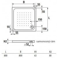 JIKA DEEP by JIKA sprchová vanička akrylátová 80 x 80 cm, čtvercová, samonosná   H2118210000001